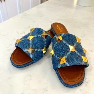 Valentino Denim Roman Stud Sandal - Size 38